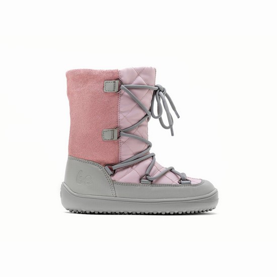Zimne Topanky Be Lenka Barefoot Snowfox Detske Ruzove / Siva | SK-2396